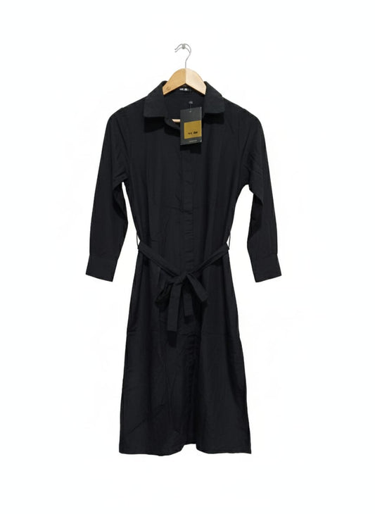 KHAADI Women's Black Schiffer Dress Full Sleeves