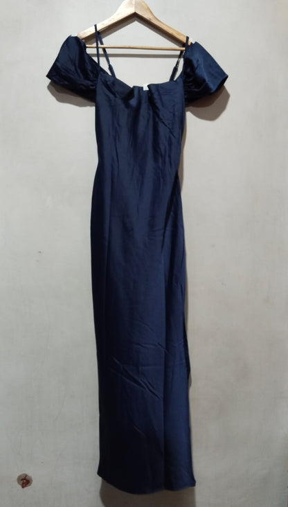 BOOHOO  Whistles Faye Satin Bardot Midi Dress