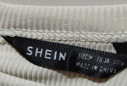 SHEIN White Ribbed Knit Bodysuit With Thin Straps