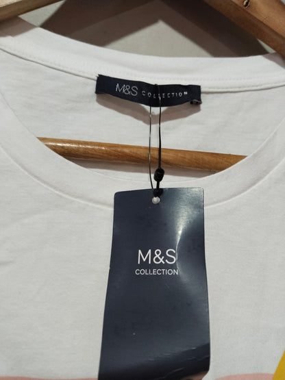 M&S White Graphic T-Shirt With A Toucan And Tropical Leaf Design