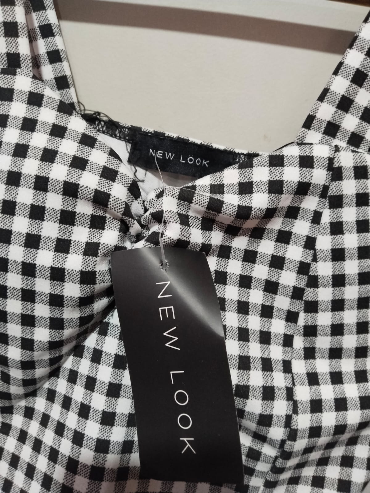 New Look Top Black Check Women's Sleeveless Tube Padded