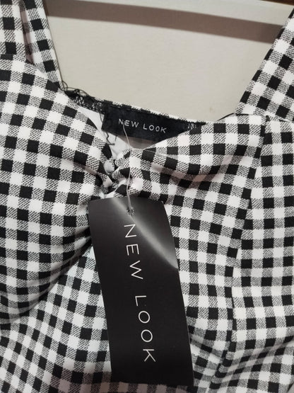 New Look Top Black Check Women's Sleeveless Tube Padded