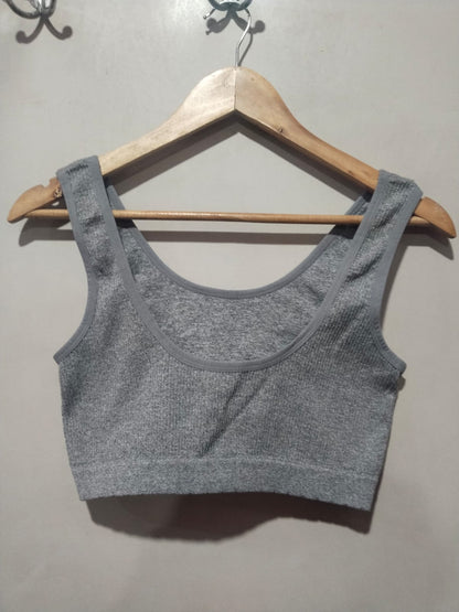 LUCKY Gray Front-Buttoned Wireless Sports Bra
