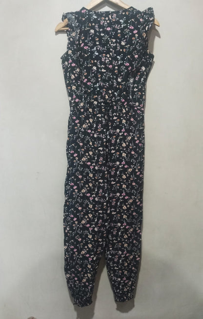 Primark 13-14 Years Black Floral Jumpsuit