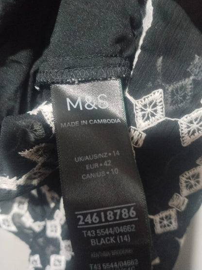 Marks & Spencer Geometric Round Neck Blouson Sleeve Blouse