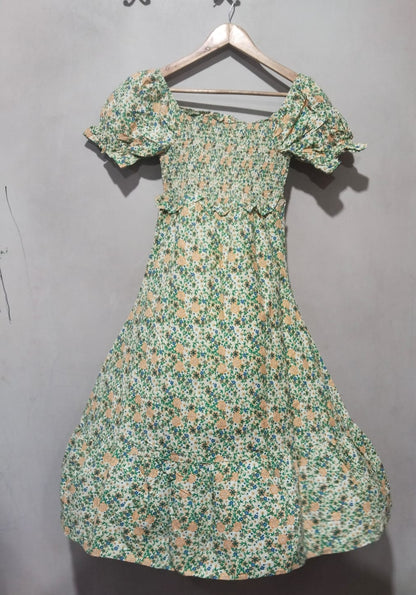 INFLUENCE Floral Print Tiered Midi Dress With Puff Sleeves And A Smocked Bodice