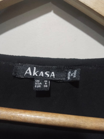 AKASA Black Ruffle Trim Sheer Maxi Kimono Duster