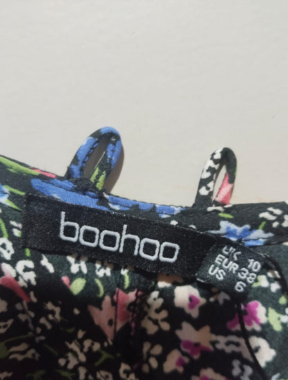 BOOHOO Ditsy Floral Asymmetric Hem Midi Dress