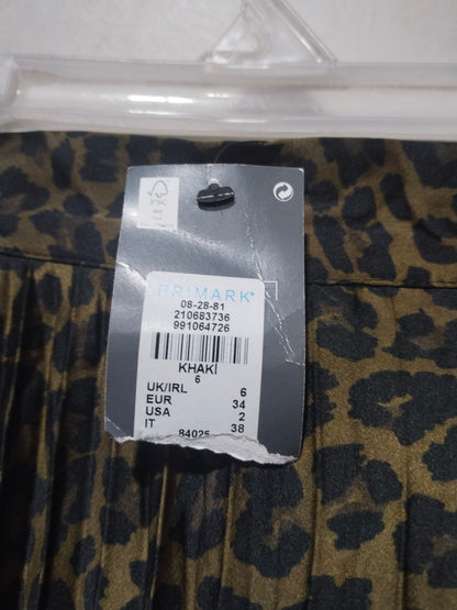 PRIMARK Women's Leopard Print Pleated Midi Skirt