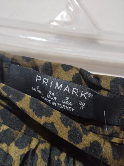 PRIMARK Women's Leopard Print Pleated Midi Skirt