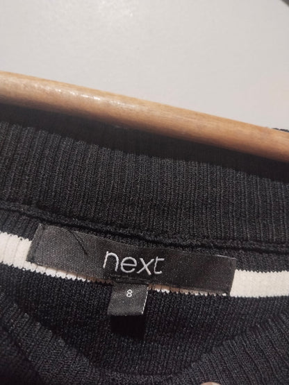 Next Black/White Striped Rib Jumper