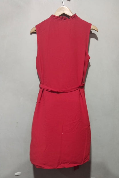 TU Woman Red Ruffle Neck Sleeveless Dress