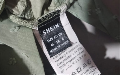 SHEIN Swiss Dot Sweetheart Neck Tie Back Crop Top