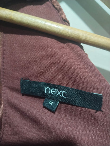 Next Brown Pleated Halterneck Tie-Waist Midi Dress