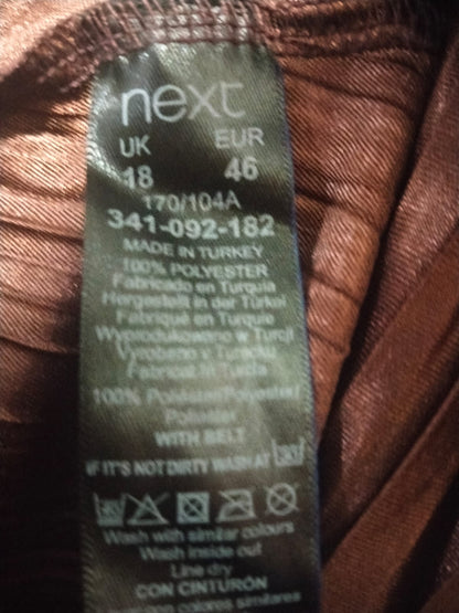 Next Brown Pleated Halterneck Tie-Waist Midi Dress