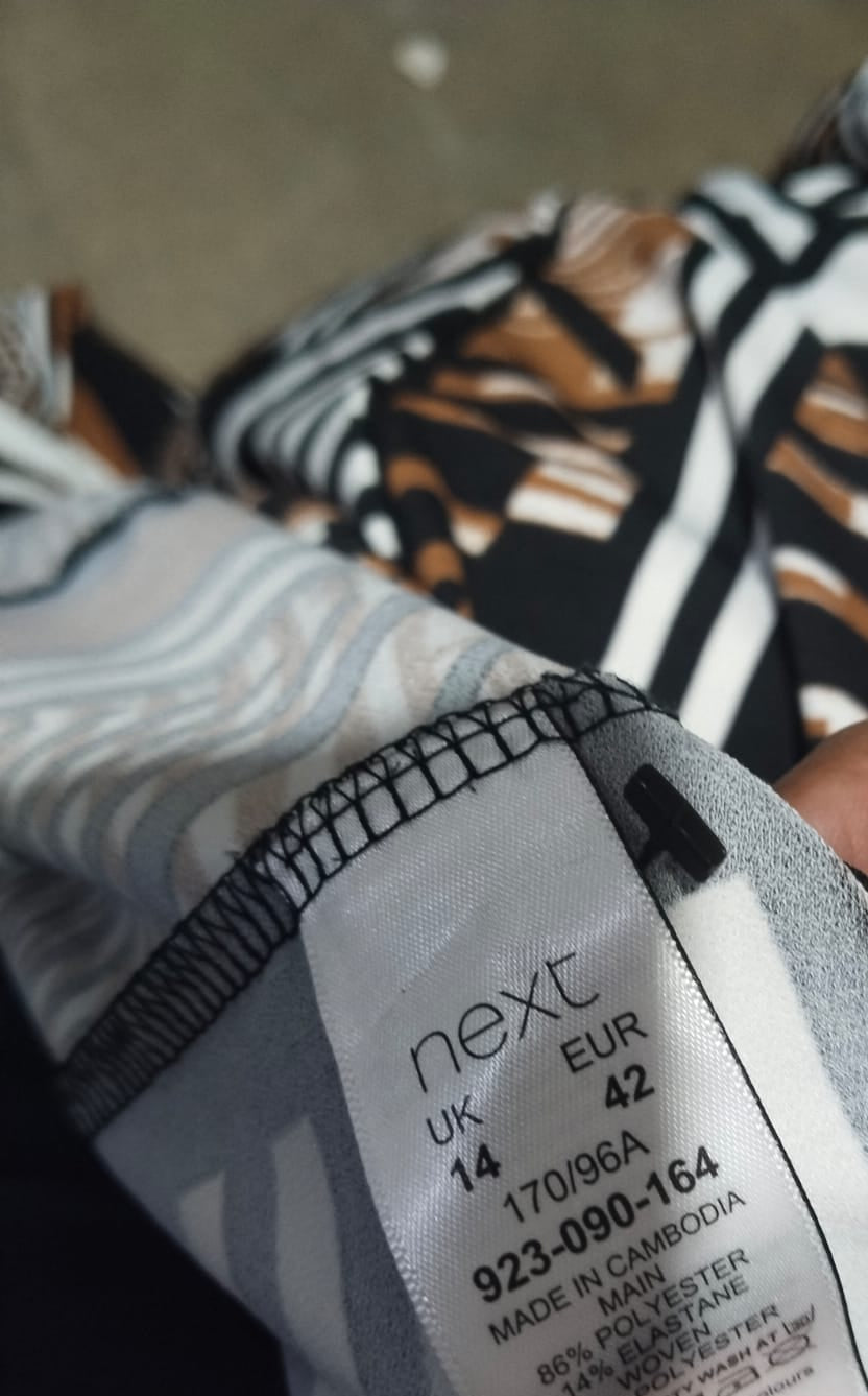 Next Black & White Geometric Print Tie-Waist Midi Shirtdress