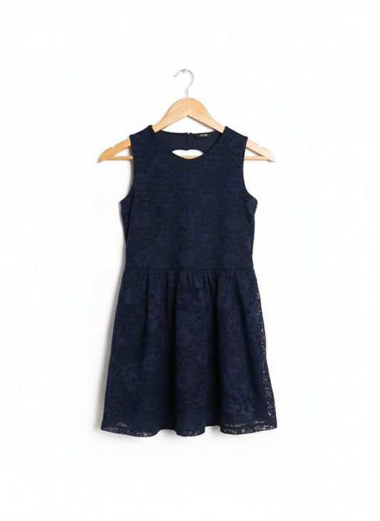 George Women's Navy Lace Sleeveless Dress with Keyhole Back