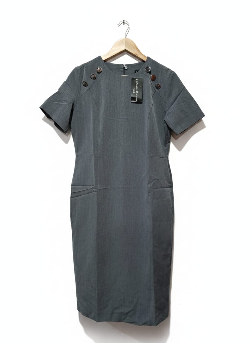Madeleine Grey Short Sleeve Crystal Detail Workwear Tunic Dress