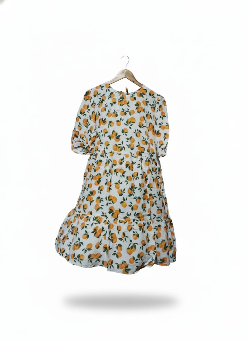 Nobody's Child Serena Orange Fruit Print Mini Dress