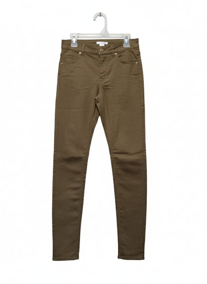 H&M Men's Slim Fit Cotton Twill Trousers in Dark Khaki