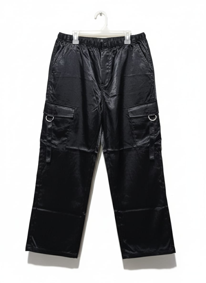 H&M Women's Wide-Leg Satin Cargo Pants