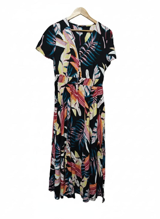 Roman Women's Multi Floral Shirred Waist Maxi Dress