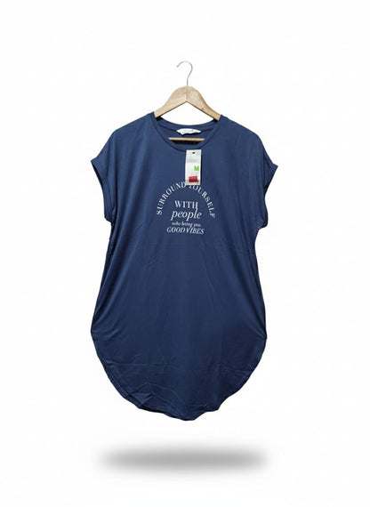 Primark Navy "Surround Yourself" Slogan Longline T-Shirt