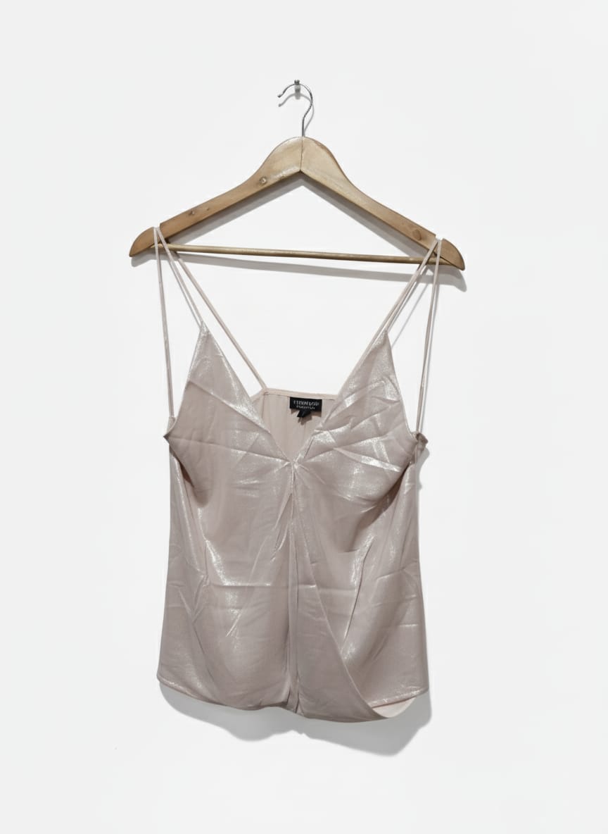 Topshop V-Neck Metallic Finish Double Strap Camisole