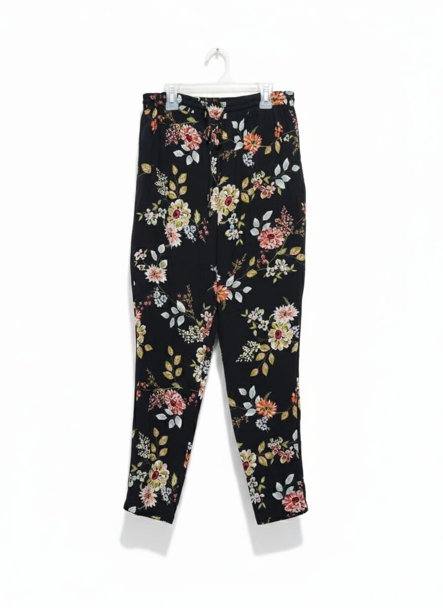 Papaya Black Floral Printed Harem Trousers