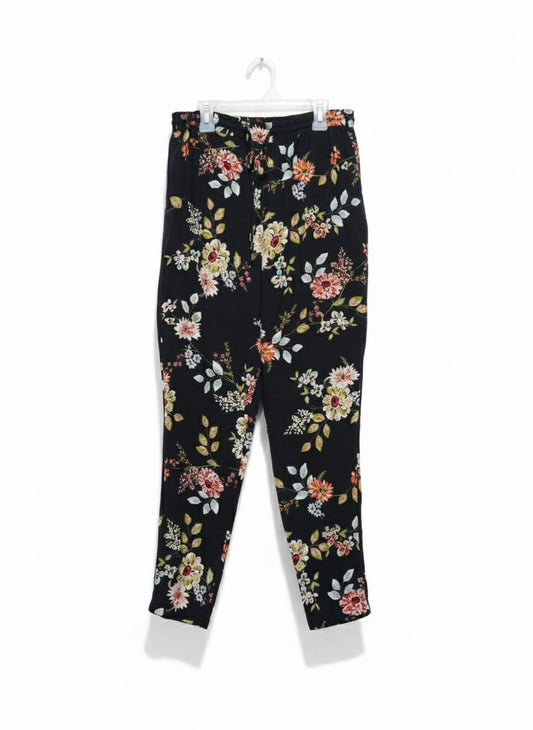 Papaya Black Floral Printed Harem Trousers