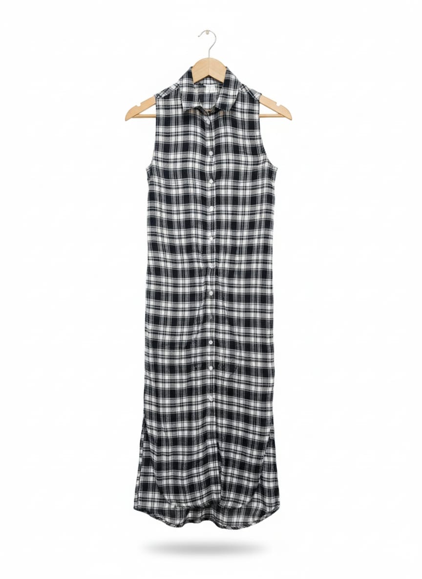 Atmosphere Primark Monochrome Check Button-Up Tunic Dress