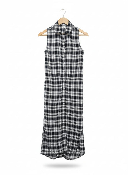 Atmosphere Primark Monochrome Check Button-Up Tunic Dress