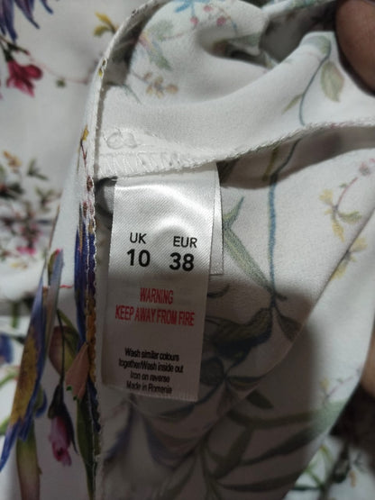 George White Floral Print Long Sleeve Button-Up Blouse