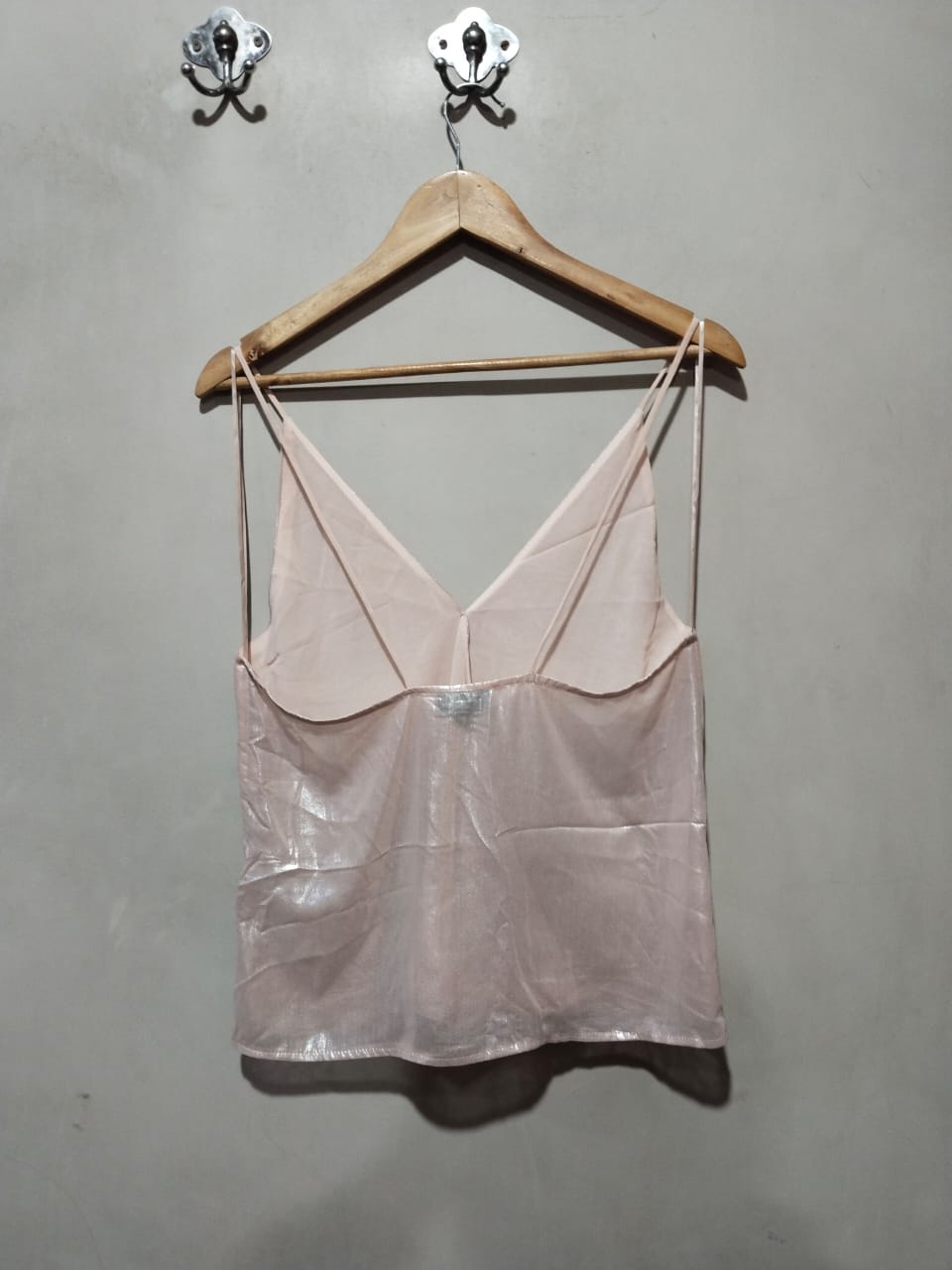 Topshop V-Neck Metallic Finish Double Strap Camisole