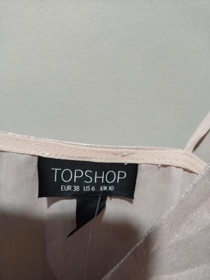 Topshop V-Neck Metallic Finish Double Strap Camisole