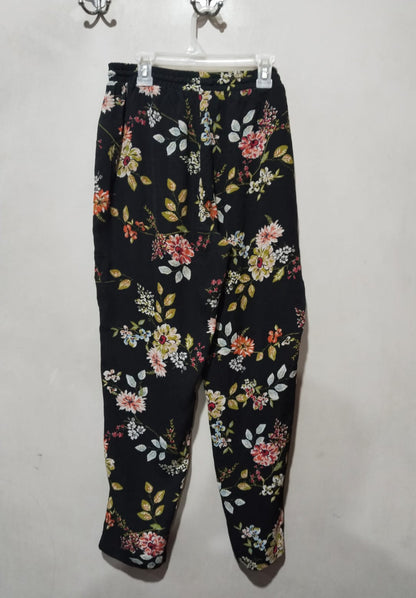 Papaya Black Floral Printed Harem Trousers