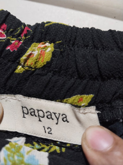 Papaya Black Floral Printed Harem Trousers