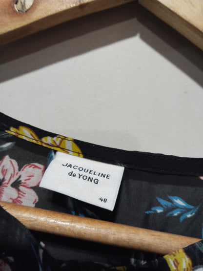 Jacqueline de Yong Black Floral Tiered Midi Dress