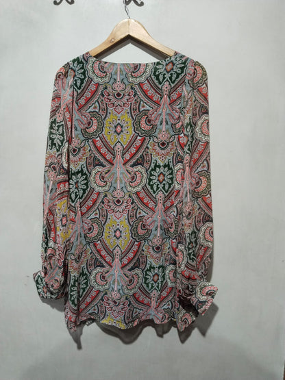 Boohoo Chiffon Drape Detail Long Sleeve Blouse