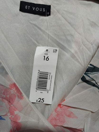 Et Vous White Multi Floral Print Ruffle Wrap Midi Dress