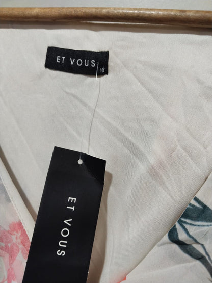 Et Vous White Multi Floral Print Ruffle Wrap Midi Dress