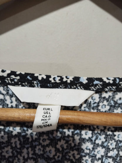 H&M Black Floral Print Wrap-Over Long Dress