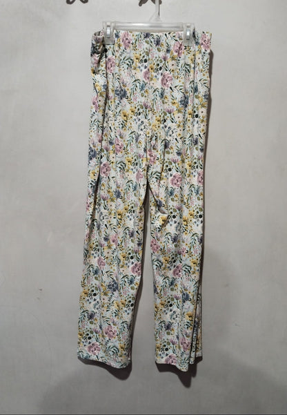 TU Women's White Multi Floral Pull-On Tapered Leg Trousers