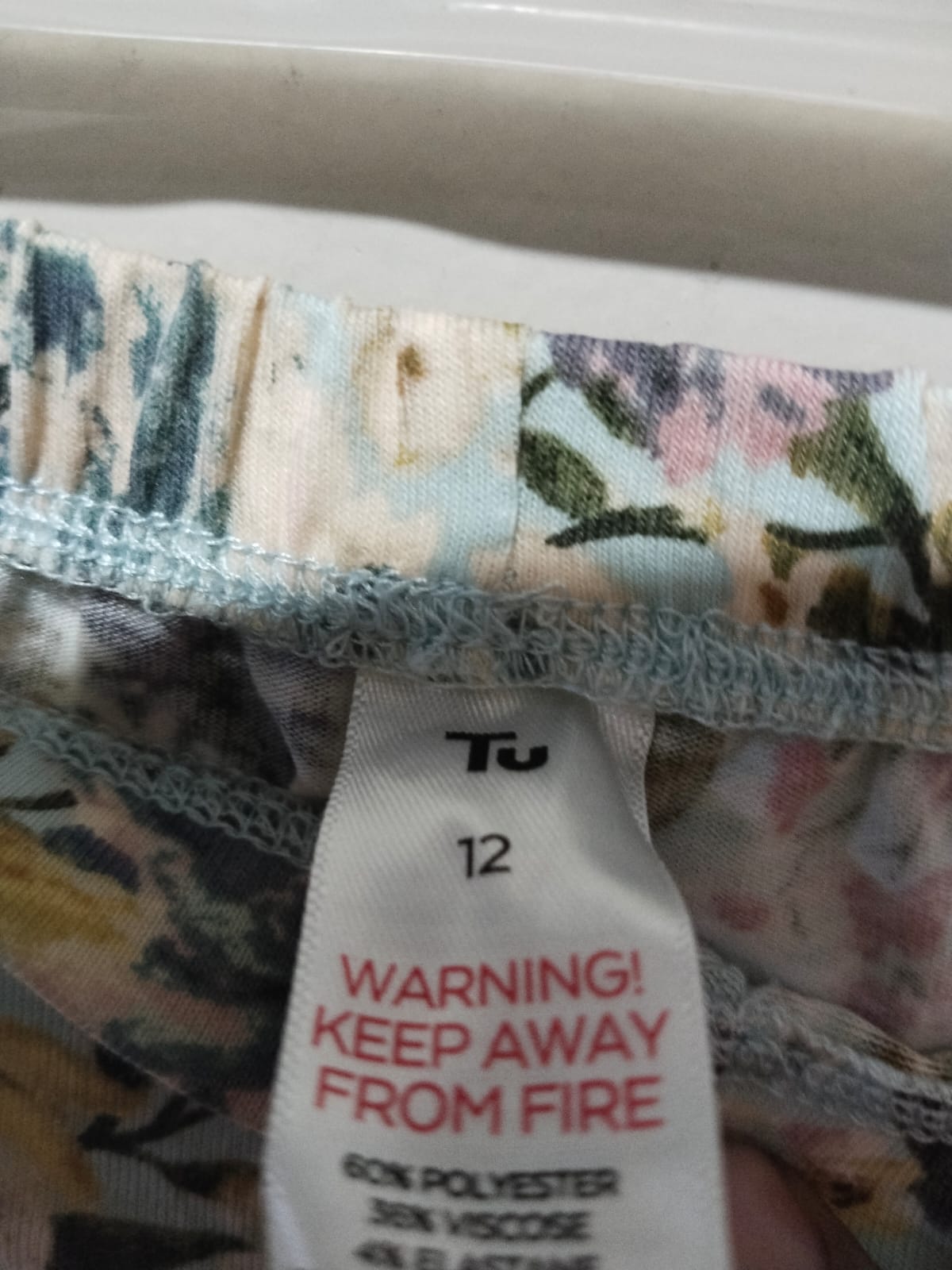 TU Women's White Multi Floral Pull-On Tapered Leg Trousers