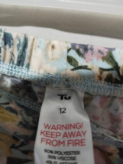 TU Women's White Multi Floral Pull-On Tapered Leg Trousers