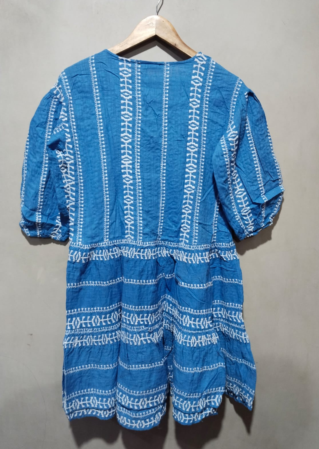 F&F Women's Blue & White Tiered Smock Dress