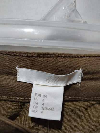 H&M Men's Slim Fit Cotton Twill Trousers in Dark Khaki