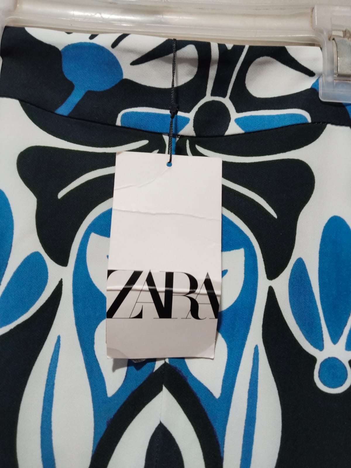 ZARA Women's Blue & White High-Waisted Culottes