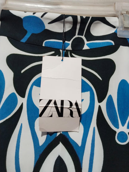 ZARA Women's Blue & White High-Waisted Culottes