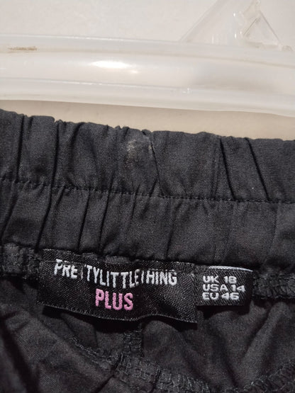 PrettyLittleThing Black Wide Leg High Waisted Cargo Trousers